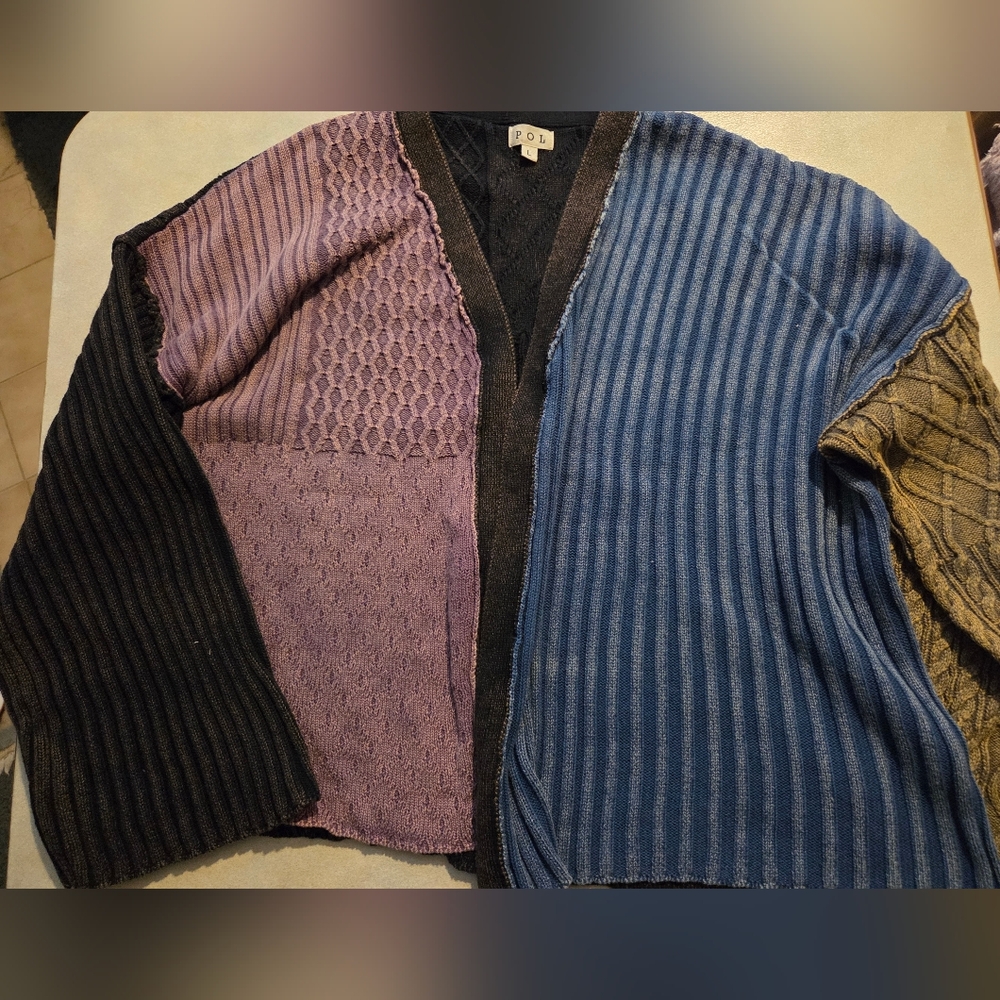 POL Black and Blue Knit Cardigan